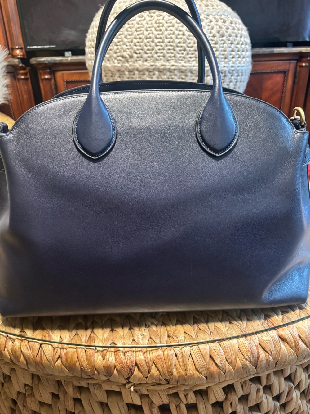 Coach Empire 40 Navy Leather Satchel with Gold Hardware - Picture 3 of 14